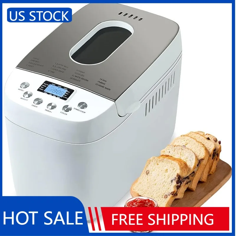 

Patioer 3.3LB Bread Maker Machine Automatic Bread Machine with Dual Kneading Paddles 15-in-1 Breadmaker Dough Maker