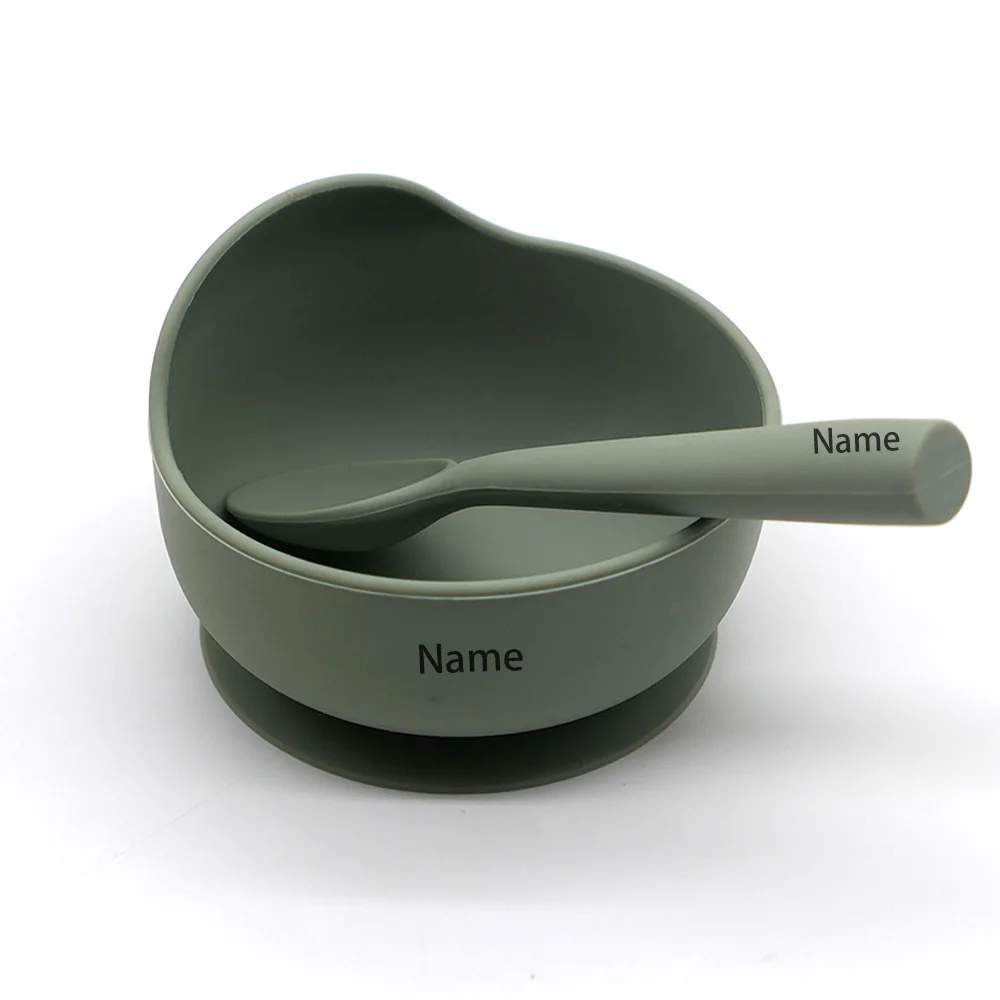 Baby Tableware Bowl Spoon Free Printing Silicone Material Personalized for Boys and Girls Holiday Gift