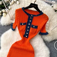 YuooMuoo Chic Fashion Sexy Packages Knitted Maxi Dress Spring Summer Vintage Denim Patchwork Long Sweater Dress Lady Vestidos - Image 6