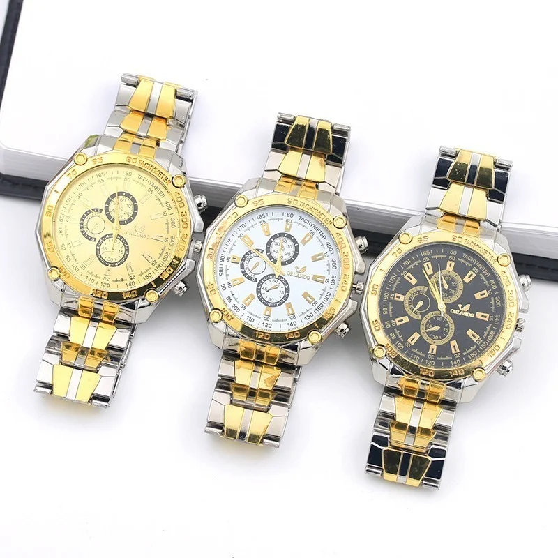 

Brand Men Watches Quartz Silver-gold Stainless Steel Wristwatch Male Classic Dress Business Sports Watch Chronograph Watch