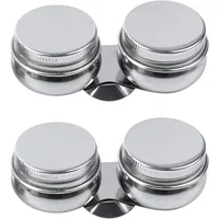 1/2 Pack Stainless Steel Oil Painting Double Palette Cup with Screw Lid Dipper Clip for Watercolor Gouache 1