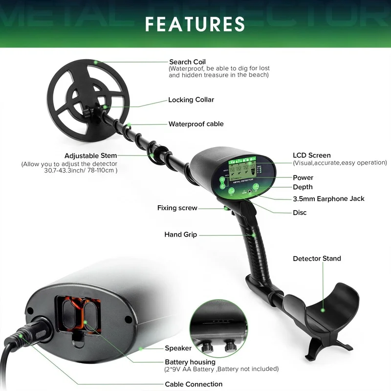 Metal Detector Underground GT620G High Sensitivity Liquid Crystal Professional Gold Hunter Circuit Waterproof Coil
