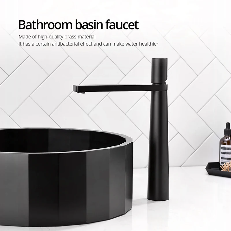 

Матовый черный смеситель для раковины, кран для ванной комнаты, крепление на раковину, смеситель с одной ручкой, с петельным отверстием, в стиле горячей и холодной воды