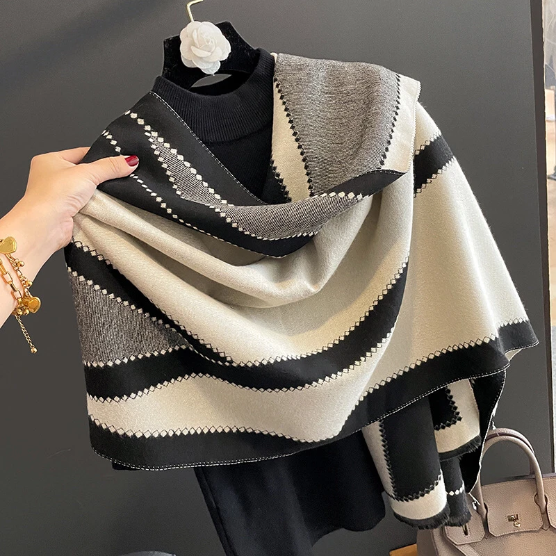 

Winter Cashmere Scarf Lady Design Luxury Brand Warm Pashmina Blanket Wraps Women Shawl Female Decoration Thick Foulard
