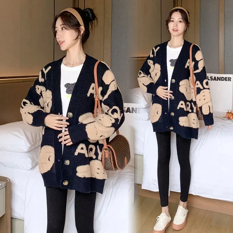 Pregnant Women Autumn/Winter Cardigan Sweater Fashion Spring New Pregnant Women'S Knitted Sweater Outerwear Fashion