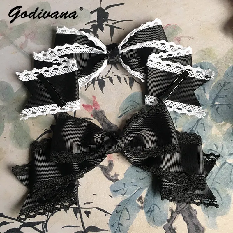 girls leather shoes women lolita shoes sweet ruffles bowknot lace bridal wedding shoes women high heel shoes plus size 30 43 Lolita Style Headband Bowknot Summer Tea Party Hair Accessories Big Bow Hair Clip Hairbows Headdress Tiaras Girls Fashion Items