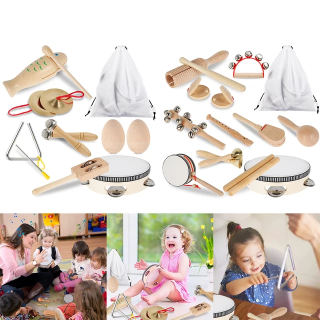 11Pcs/7Pcs Musical Instruments for Toddler Wooden Percussion Instruments Toys Set with Storage Bag Educational Music Toys Gift 4