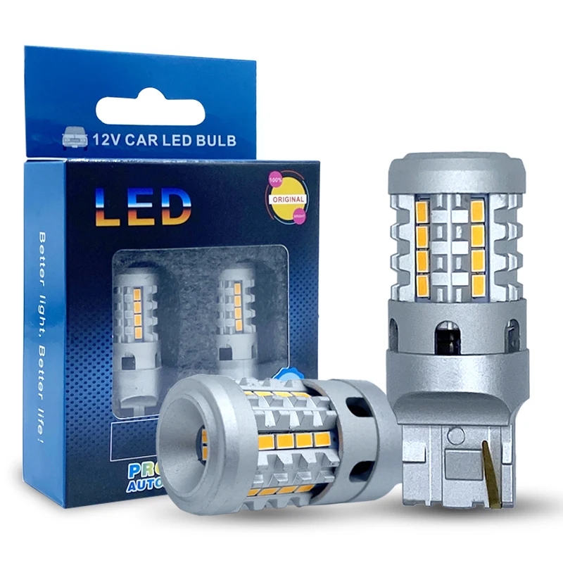 Canbus Py21W Bau15S 12496 Lampadina A Led Lampada Di Segnalazione Gialla Ambra Resistenza Incorporata Anti Hyper Flash 1156 Ba15S P21W T20 7440 Wy21W