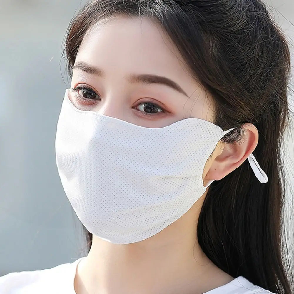 1Pcs Solid Color Anti-UV Face Shield Ice Silk Sun Protection Driving Face Mask Summer Sunscreen Mask Women Sun Hats