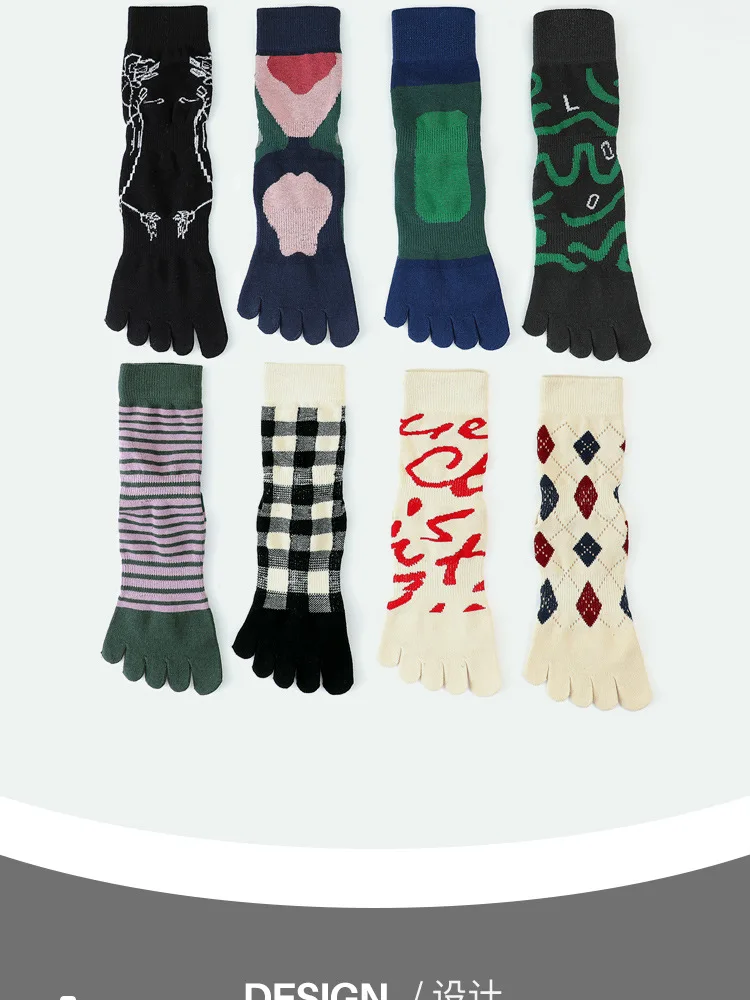 New Women Pilates Socks Professional Five Fingers Dance Sports Socks Fashion Printing Non-slip Silicone Grip Fitness Yoga Socks 26 undefined