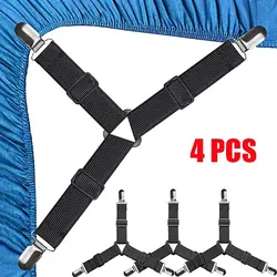 4-Piece Adjustable Triangle Bed Sheet Holders and Mattress Grippers (4pcs black)