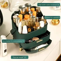 Makeup Organizer Cosmetic Storage Organizer Vanity Countertop Cosmetic Display Box Case with Drawers Cover Waterproof Dust-proof 2