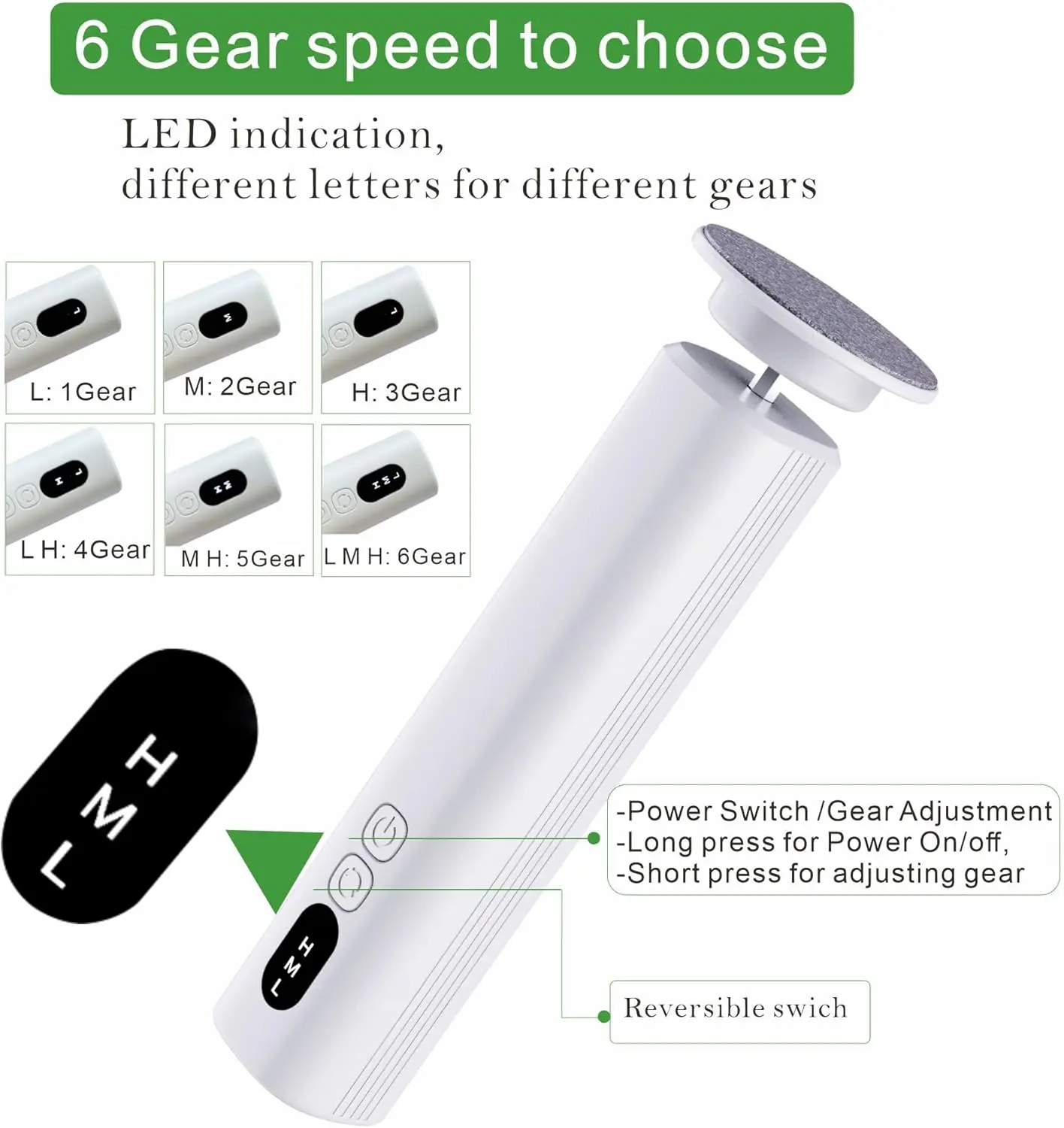 Cordless Electric Foot Callus Remover for Feet 6 Speeds with Replaceable Sandpaper Pads Portable Dead Skin Remover for Women Men