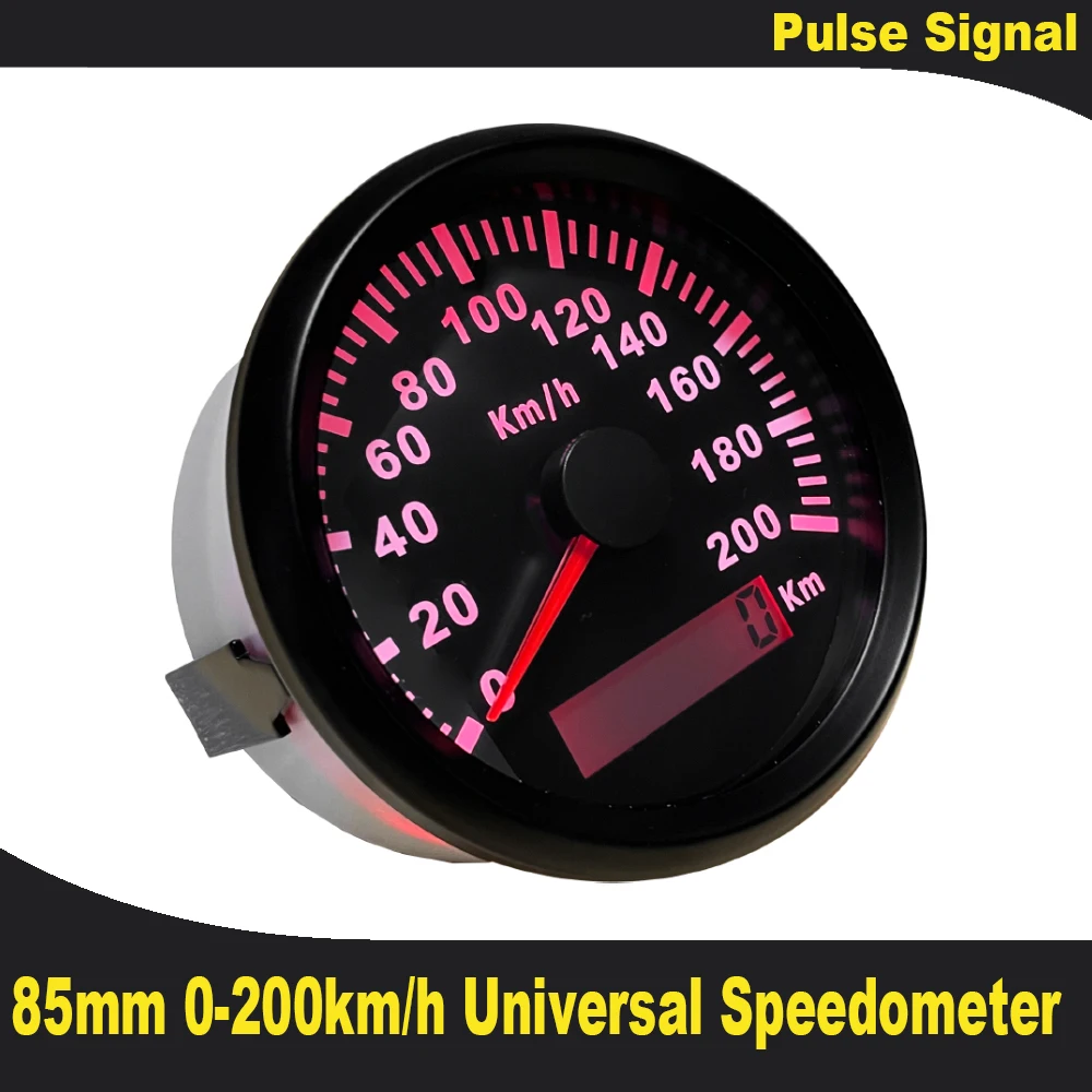 

Pulse signal 85mm 120km/h 200km/h Waterproof IP67 Motorcycle Speedometer odometer Gauge with Red Backlight for Car Truck Boat