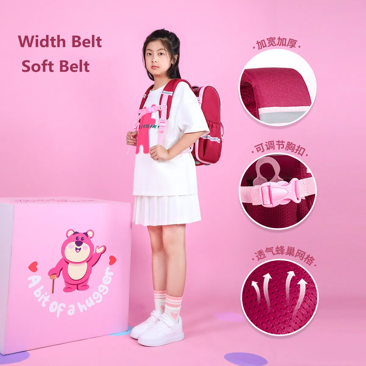 2024 Disney Lotso Girls School Bag Grade 1-6 Primary Student Shoulder Orthopedic Backpack Large Capacity Water Proof Mochila