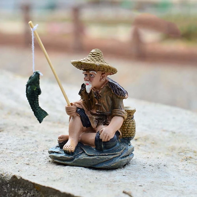 Small Resin Fisherman Sculpture Bonsai Decoration Micro Landscape Miniature  Figurine Fairy Garden Ornament - AliExpress