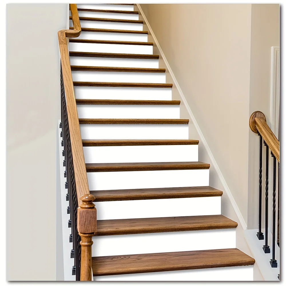 5 Stripes Self-Adhesive Stair Decals, 39.37"x7.87" Peel and Stick Vinyl Stair Risers Stickers Blank white Pattern
