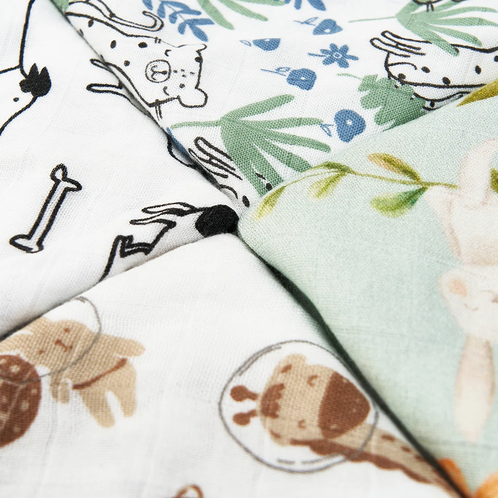 HappyFlute 5Pcs/set Muslin Swaddle Feeding Burp Cloth Newborn Soft Cotton Baby Blanket 60*60cm 4