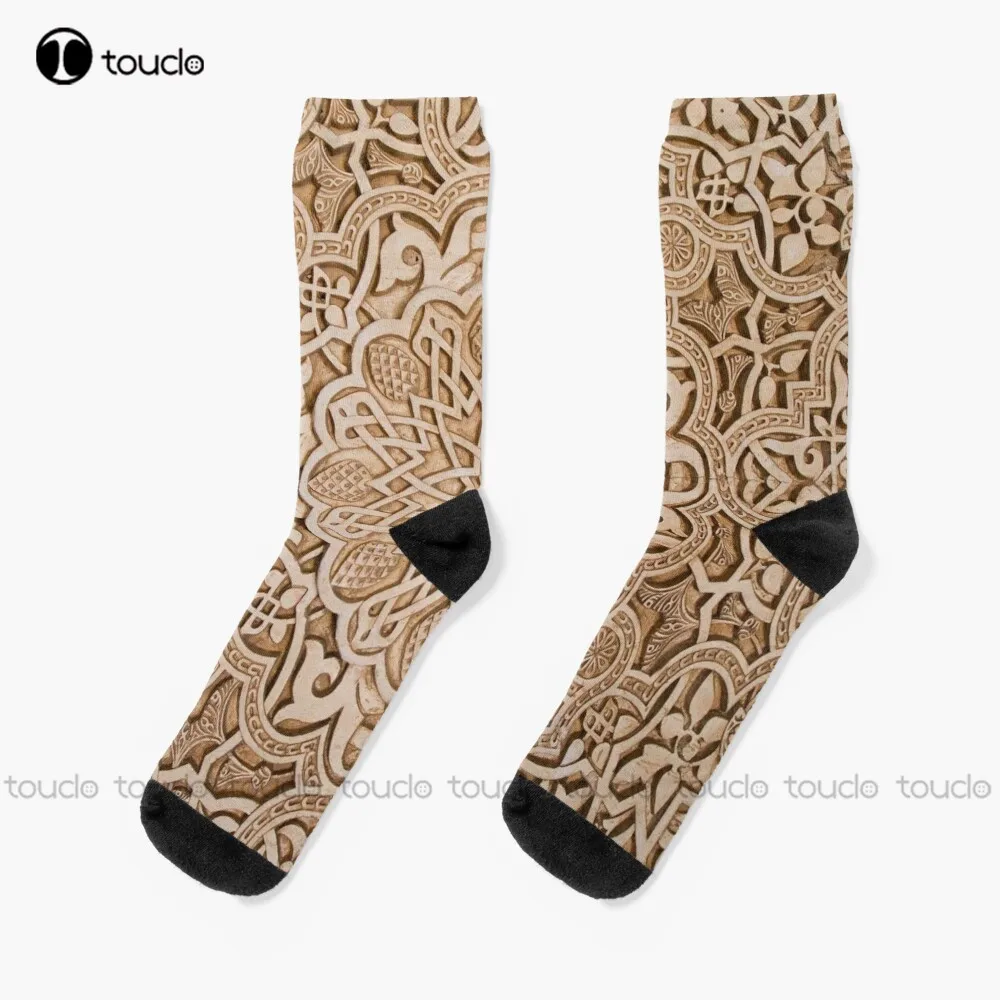 

Antique Moroccan Art Tiles Pattern Socks Vintage Flower Pattern 360° Digital Print Christmas New Year Gift Custom Gift Retro Art