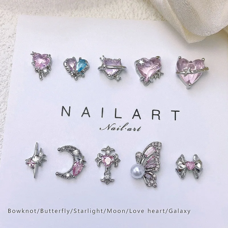 60-teiliges Nail Charms Set – 3D Strasssteine, Kronen, Herzen Für Nageldesign