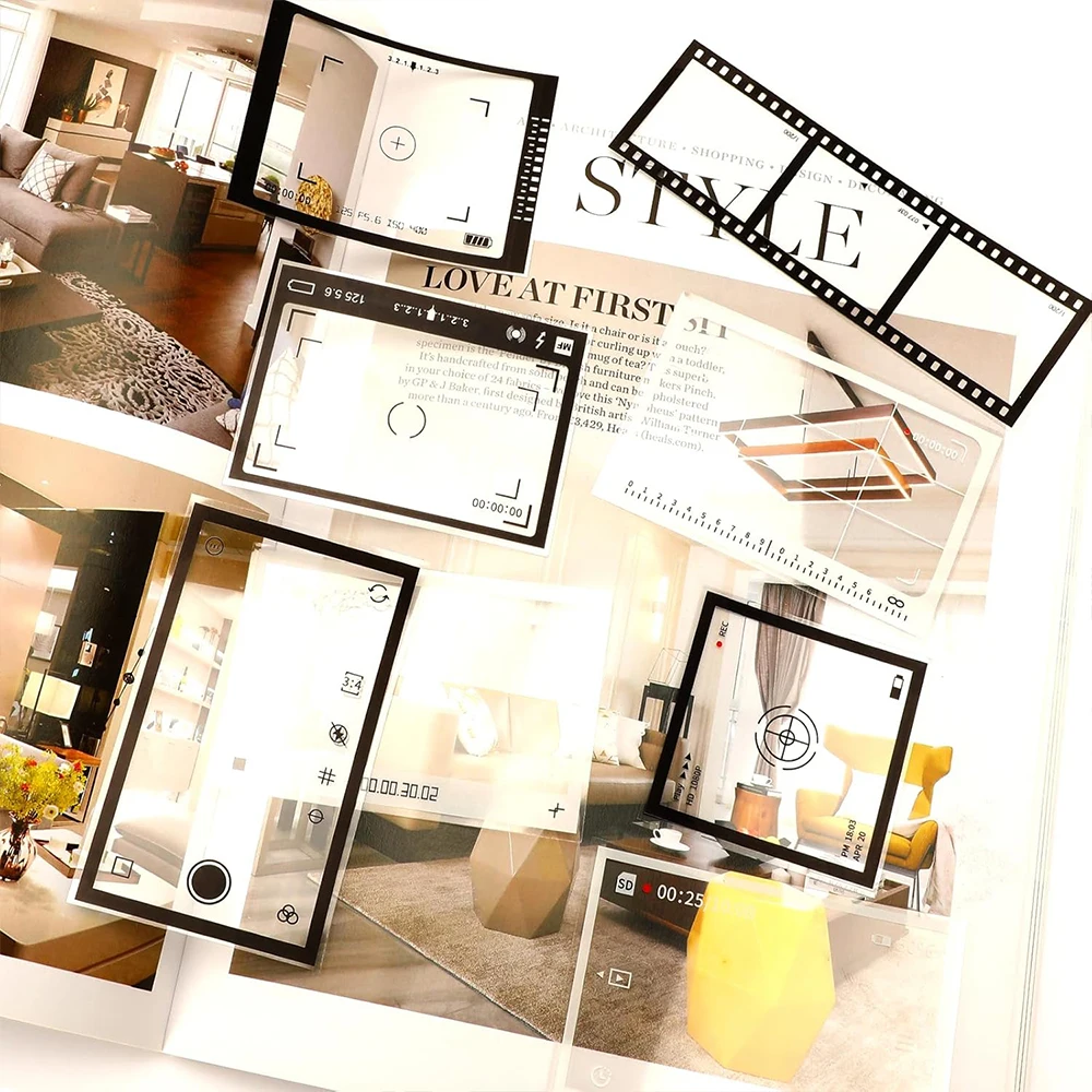 15pcs Vintage Film Frame PET Stickers DIY Diary Transparent Photo Frame Album Scrapbooking Journal Commemoration Day Decoration