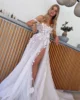 2023 Boho Wedding Dresses Lace Appliques 3D Flowers Off the Shoulder A Line Bridal Gowns Beach For Women Custom Made To Measures 2