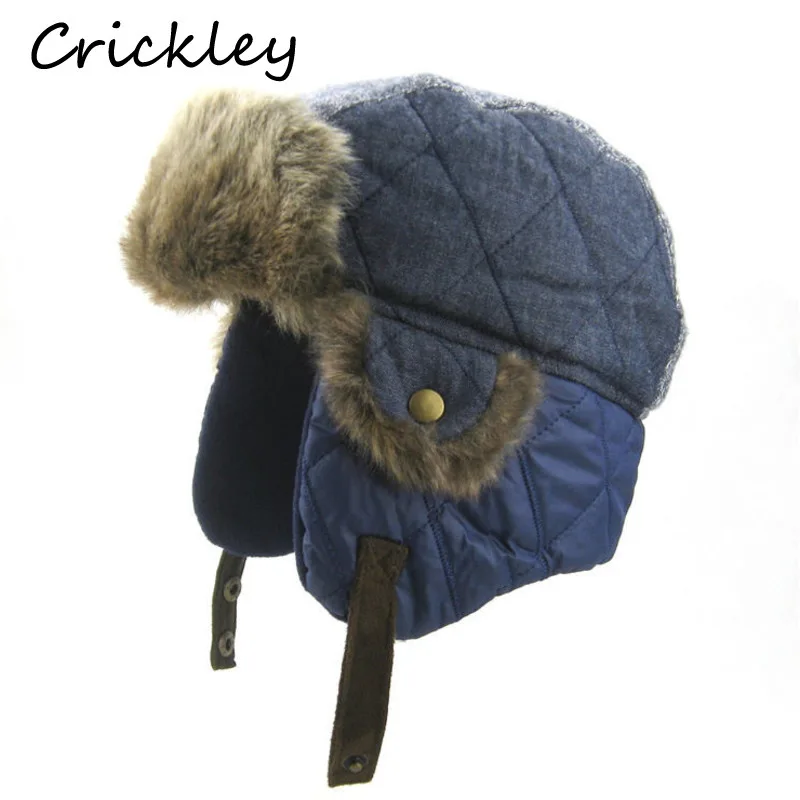 Winter Sewing Boys Ushanka Hats Warm Plush Toddler Kids Pilot Hat Ear Flap Windproof Soft Children Caps 1-8 Years