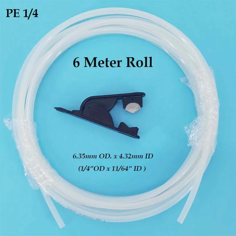 Homebrew Fitting Homebrew Beer & Gas PE Tube Food Grade 1/4" 5/16" 3/8" 6Meter Length Roll with 2 in 1 Tube Cutter Homebrew Draft Beer