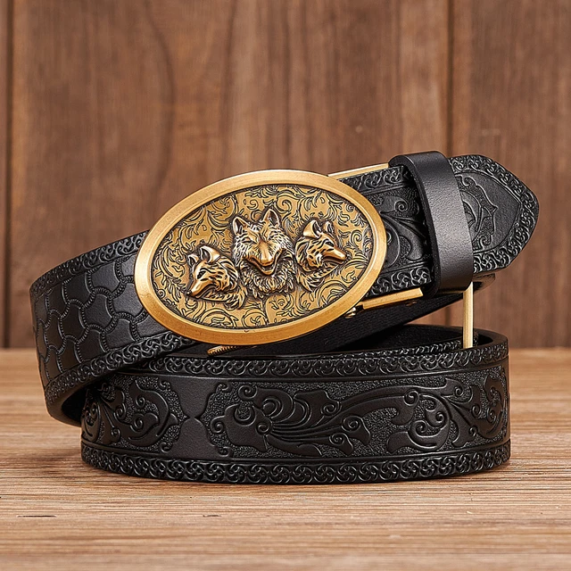 Mens Leather Belt Gold Automatic Buckle Black Designer Belt Strap