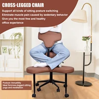 Стул для медитации с колесами, эргономичный дизайн на перекрестных ножках с поясничной поддержкой для СДВГ и офисного использования — изображение 3