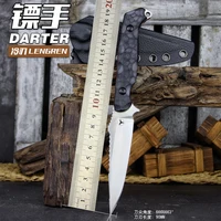 LENGREN Darter EDC Tactical small fixed knife 14C28N Steel Sharp Survival Knife K Sheath 1