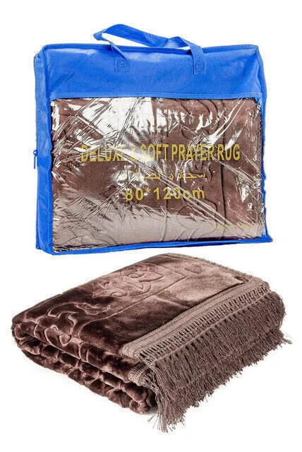Iqrah Lüx soft prayer rag-brown color 80 cm x 120 cm plush fabric soft prayer shade