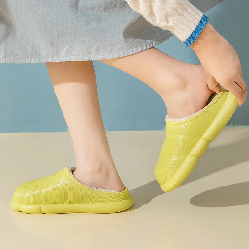 EVA Wasserdichte Indoor Hausschuhe Frauen Männer Winter Plattform Schuhe Warme Plüsch Küche Arbeits Hausschuhe Weiblich Männlich Hause Boden Rutschen – Detail 15