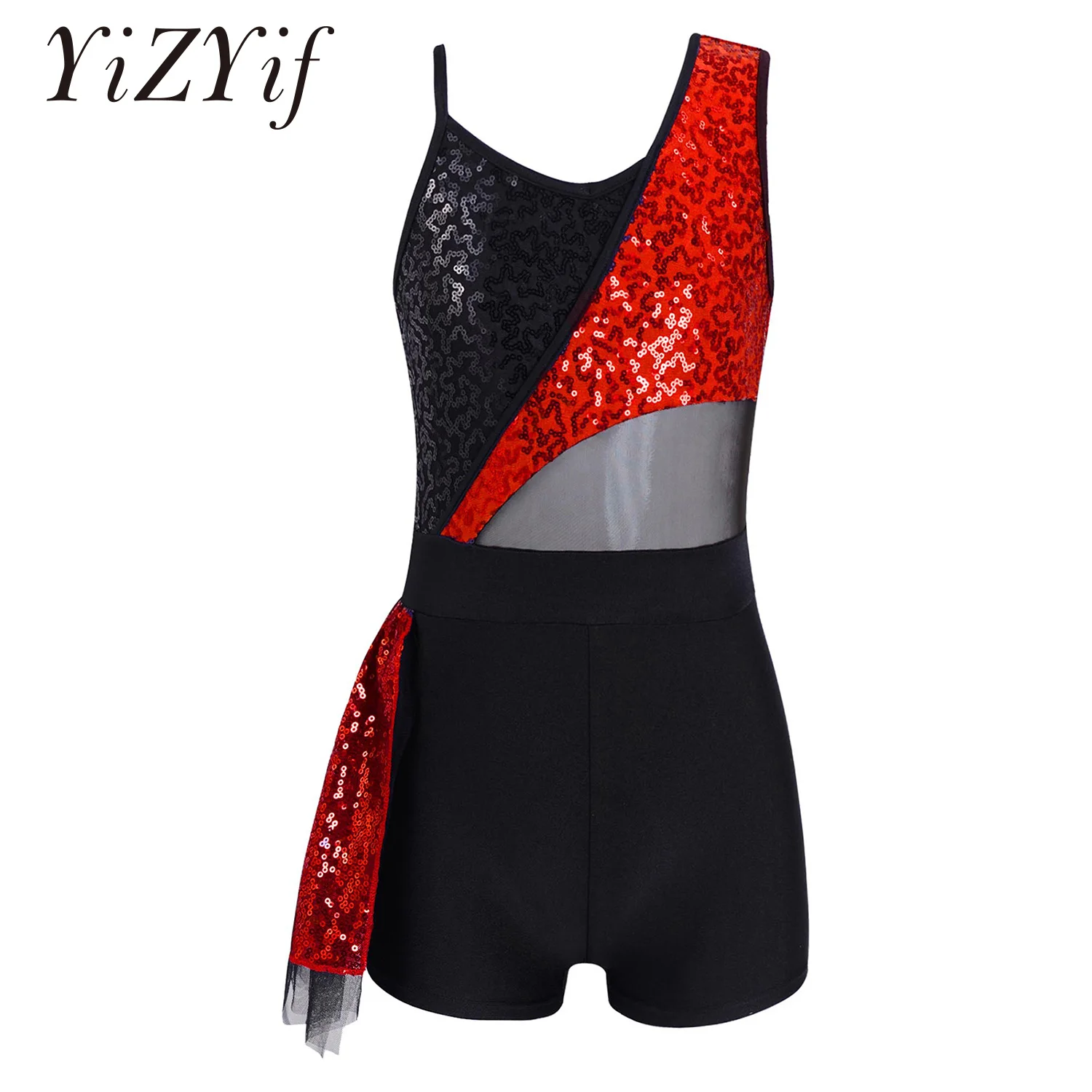 

Shiny Sequins Ballet Gymnastics Unitards Dress Kids Girls Sleevess Stylish Modern Jazz Stage Performance Leotard Dance Costume