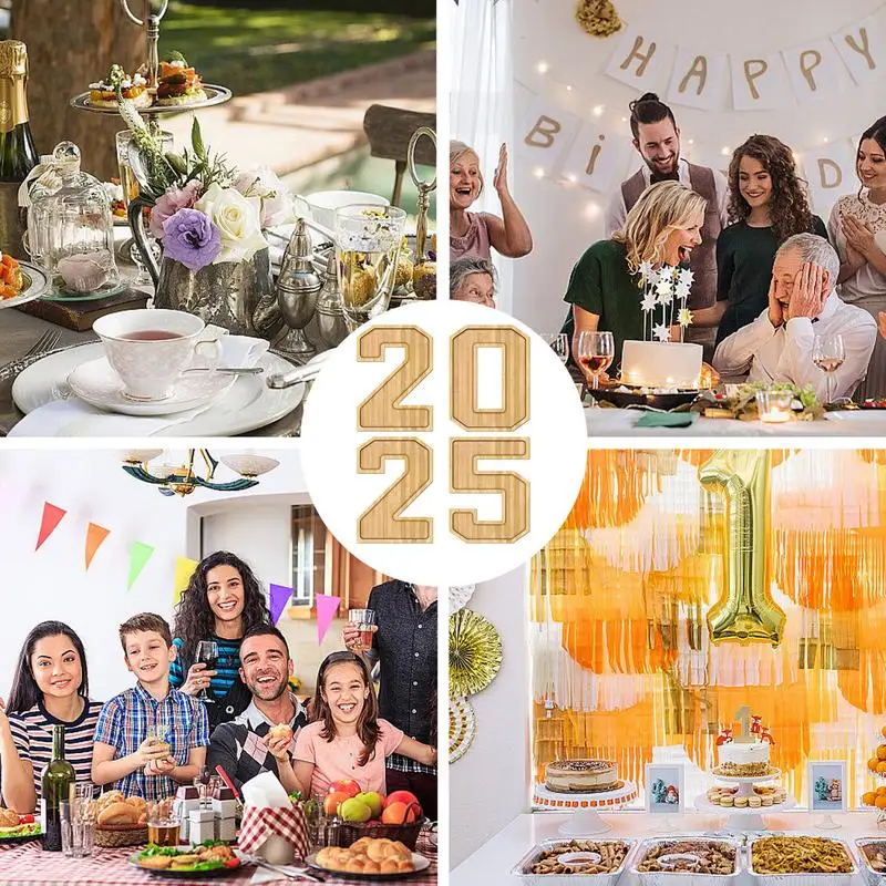 2025 Graduation Decorations Class Of 2025 Food Tray Wooden Charcuterie Numbers Snack Trays Graduation Party Supplies Cake Plates 3