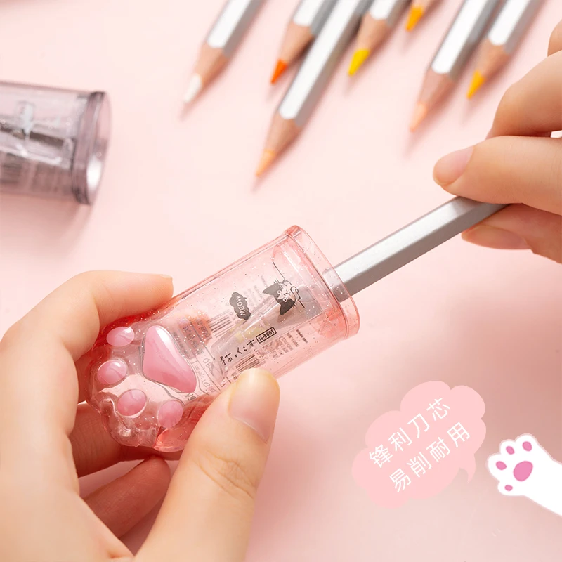 Kawaii Cat Paw Pencil Sharpener Kawaii School Supplies Stationery Items Student Prize Kids Gift 1 Pcs pencil sharpener