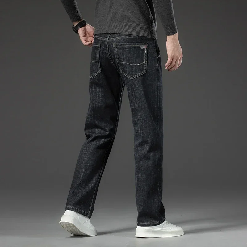 Stretch Fleece Thick Warm Loose Straight Leg Jeans Autumn and Winter Men Plus Size Cargo Hosen Frauen 3