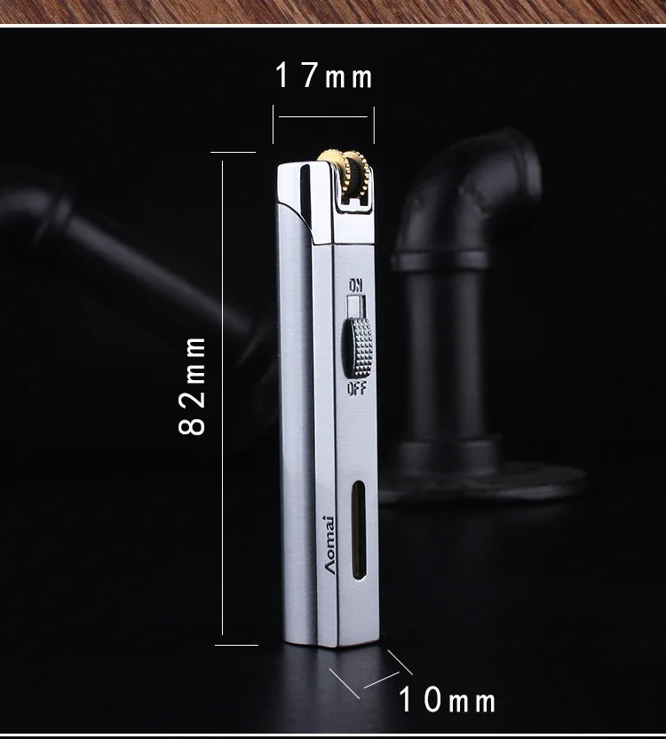 Description Picture 6 of itemMini Windproof Jet Blue Flame Turbo Butane Gas Torch Lighter Visible Gas Window Safety Lock Fire Switch Portable Cigar Lighters