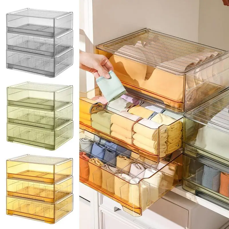 

Underwear Storage Box Transparent Pull Out Closet Organizers Box Plastic Closet Storage Organizer Divider Drawer For Wardrobe