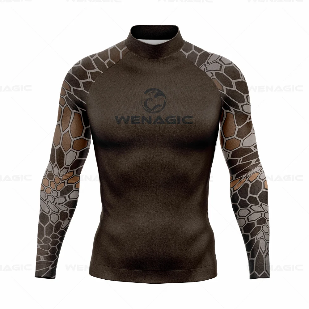 Men Long Sleeve Surf Swimsuit Swimming T-shirt Beach UV Protection Swimwear Rash Guard Surfing Diving Swimsuit Tights Shirt