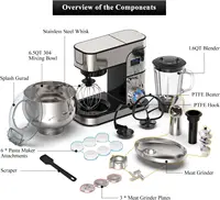6-IN-1  ,  Display Kitchen Electric Mixer, 6.5QT Stainless Steel Bowl Mixer, Multi-Function Kitchen Mixer With Doug 2