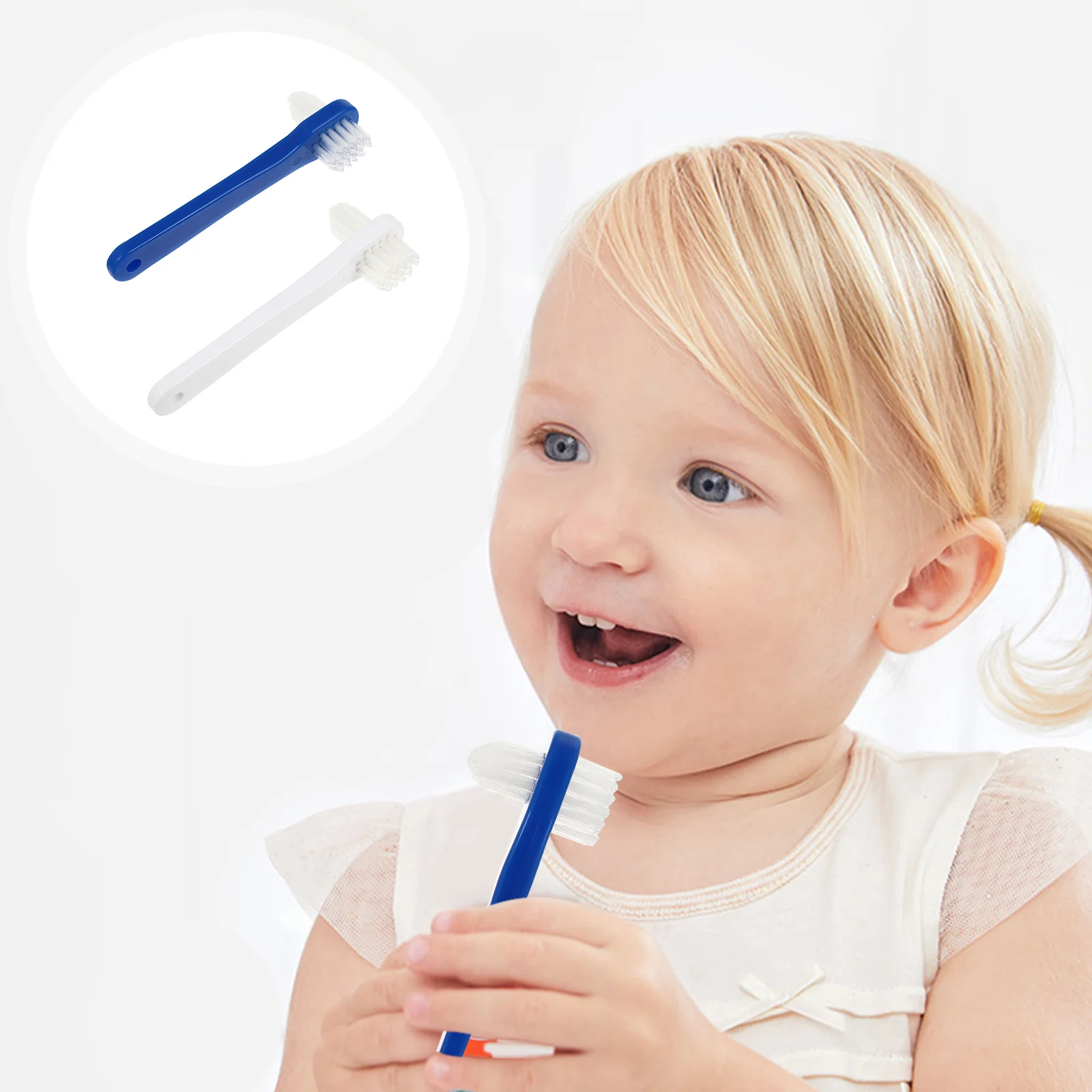 

2pcs Denture Cleaning Brush Set Dual Hygiene Denture Cleaner Set Cleaning Tool for False Cleaning ( White+ Blue )