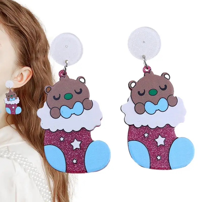 

Рождественские серьги, Висячие рождественские серьги, серьги в виде Санта-карлика, искусственные акриловые Висячие серьги для чувствительных