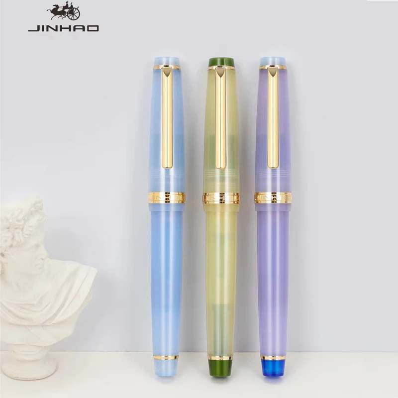 Jinhao 82 DIY Transparency Fountain Pen Acrylic Ink Spin Golden EF/F Nib Elegante Business Office School Supplies Writing Pen fountain pen