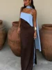 113255-c3d45d.jpg Robe longue de soirée pour femme à bretelles fines, col écharpe, color block, fente haute, longueur ras du sol, pour fêtes