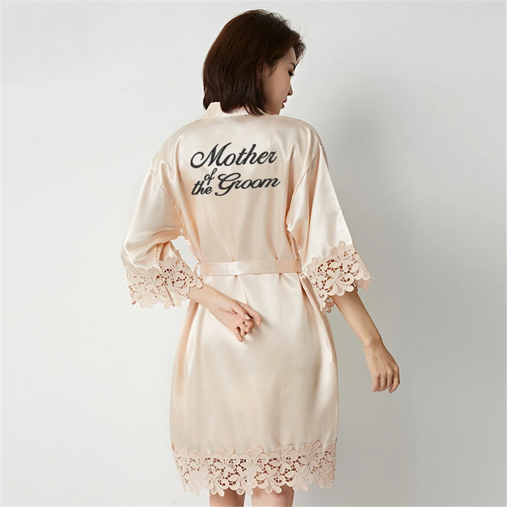 1PC Wedding Embroidery Bride Bridesmaid Kimono Dresses Lace Gown Women Sleepwear