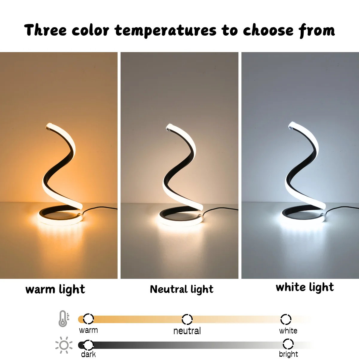 Modern Spiral Three Color Desk Lamp 2