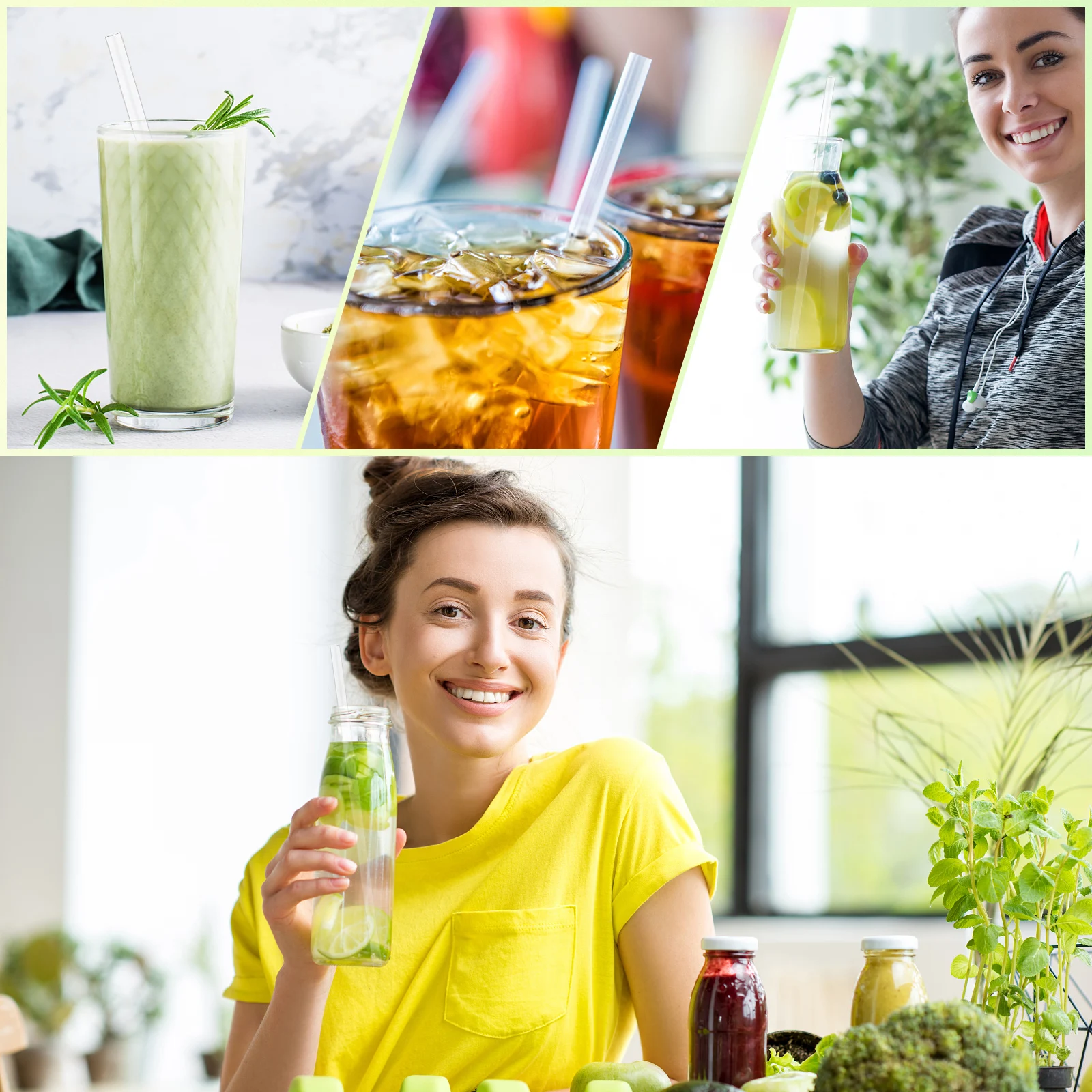 6/12/18pcs Reusable Replacement Straws Compatible For Stanley 40oz Tumbler with Cleaning Brush for Water Bottle Travel Tumblers