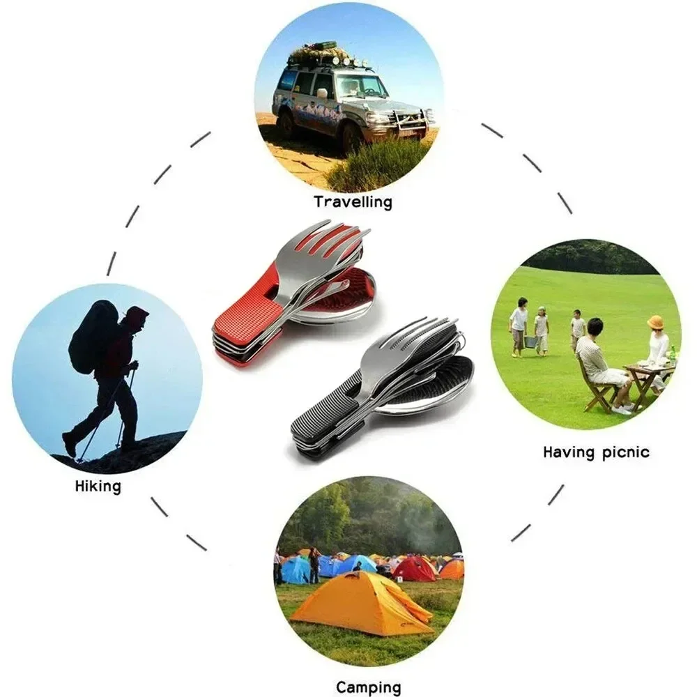 Spoon Combo For Outdoor Activities And SportsFork, Foldable Camping Utensil Set - Multi-Functional Knife,Camping Picnic Travel