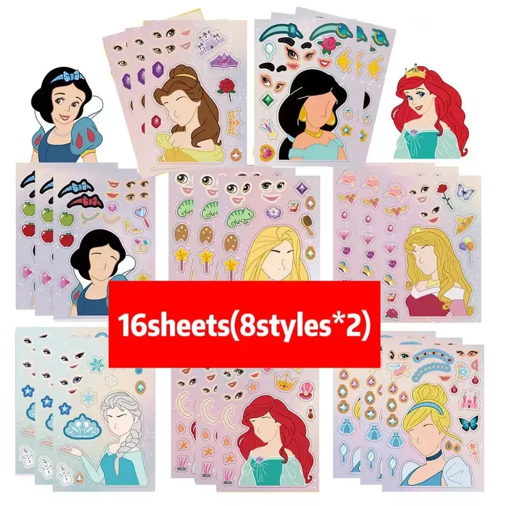 thumbnail image 1 of 8/16 hojas de pegatinas de rompecabezas de Pokémon Pikachu Make-a-Face Assemble Funny Lilo & Stitch Anime Decal DIY Cartoon Children Toy Gifts, 1 of 5